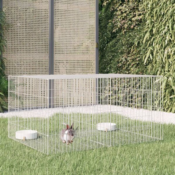 vidaXL Cage &agrave; lapin 2 panneaux 110x79x54 cm Fer galvanis&eacute;