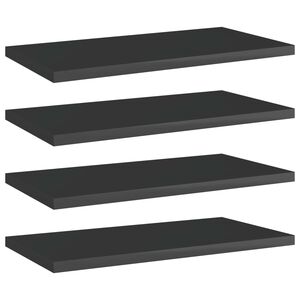vidaXL Panneaux biblioth&egrave;que 4pcs Noir brillant 40x20x1,5cm Agglom&eacute;r&eacute;
