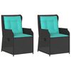 vidaXL Chaises inclinables de jardin lot de 2 et coussins noir rotin