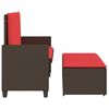 vidaXL Banc de jardin et coussins et repose-pied marron résine tressée