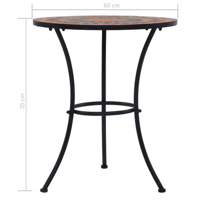 vidaXL Table de bistro mosaïque Orange/gris 60 cm Céramique