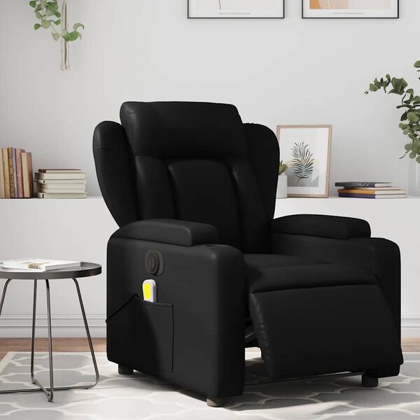vidaXL Fauteuil inclinable de massage &eacute;lectrique noir similicuir