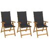 vidaXL Chaises pliantes 3 pi&egrave;ces avec coussins en bois d'acacia massif