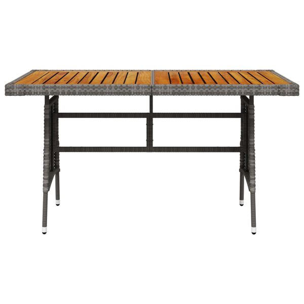 vidaXL Table de jardin Gris 130x70x72 cm R&eacute;sine tress&eacute;e et acacia