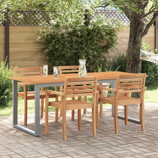 vidaXL Table de jardin et pieds en forme de U 160x80x75 cm bois acacia