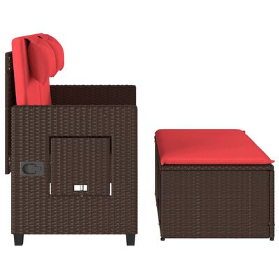 vidaXL Banc inclinable de jardin avec coussins marron résine tressée