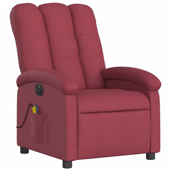 vidaXL Fauteuil de massage inclinable électrique rouge bordeaux tissu