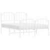 vidaXL Cadre de lit m&eacute;tal sans matelas et pied de lit blanc 150x200 cm