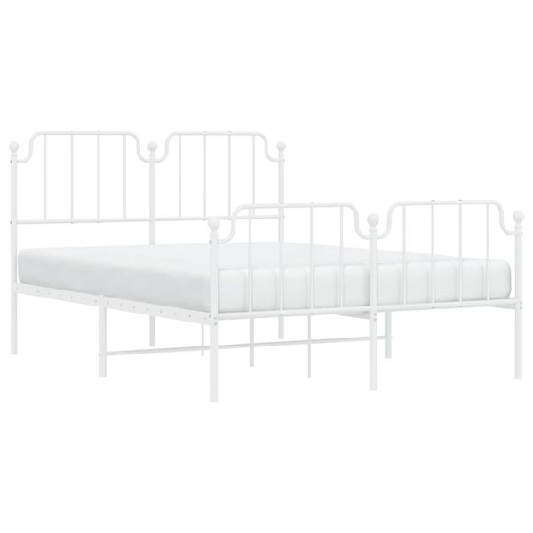 vidaXL Cadre de lit m&eacute;tal sans matelas et pied de lit blanc 150x200 cm