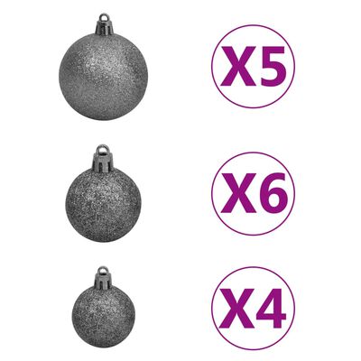 vidaXL Arbre de Noël artificiel pré-éclairé et boules vert 120 cm