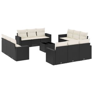 vidaXL Salon de jardin avec coussins 13 pcs noir r&eacute;sine tress&eacute;e