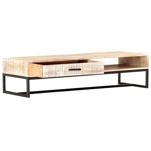vidaXL Table basse Blanc 117x50x30 cm Bois d'acacia solide