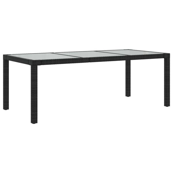 vidaXL Table de jardin Noir 190x90x75 cm Verre tremp&eacute;/r&eacute;sine tress&eacute;e