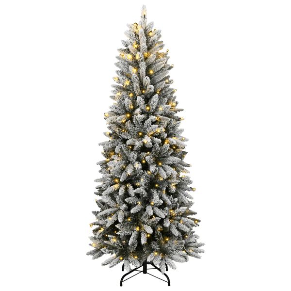 vidaXL Sapin de Noël artificiel 150 LED et neige floquée 150 cm