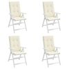 vidaXL Coussins de chaise de jardin dossier haut lot de 4 crème tissu