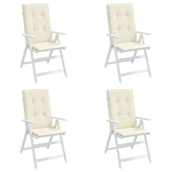 vidaXL Coussins de chaise de jardin dossier haut lot de 4 crème tissu