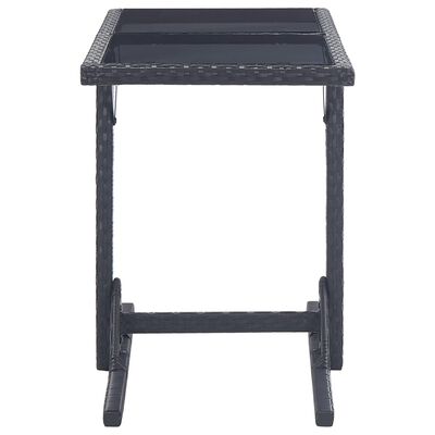 vidaXL Table de jardin Noir 110x53x72 cm Verre et résine tressée