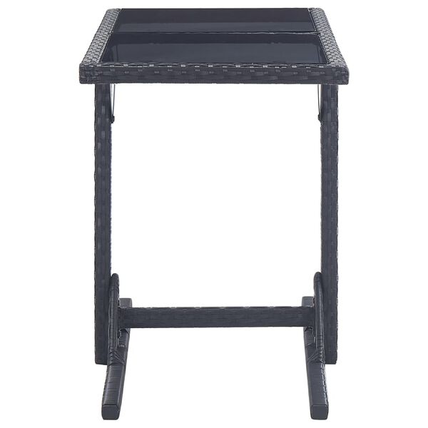 vidaXL Table de jardin Noir 110x53x72 cm Verre et r&eacute;sine tress&eacute;e