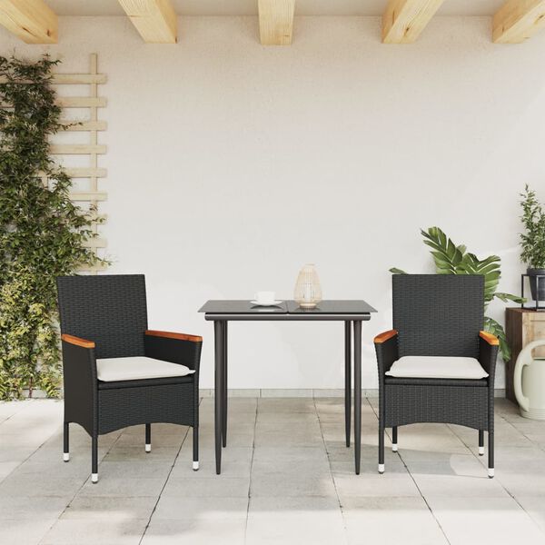 vidaXL Chaises de jardin avec coussins lot de 2 noir r&eacute;sine tress&eacute;e