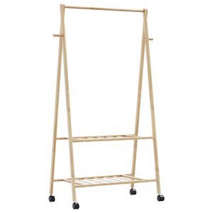 vidaXL Porte-v&ecirc;tements et &eacute;tag&egrave;res et roulettes 96x45,5x155,5cm bambou