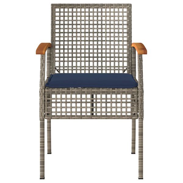 vidaXL Chaises de jardin coussins lot de 2 gris r&eacute;sine tress&eacute;e acacia