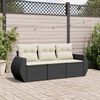vidaXL Salon de jardin 3 pcs avec coussins noir r&eacute;sine tress&eacute;e