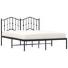 vidaXL Cadre de lit m&eacute;tal sans matelas avec t&ecirc;te de lit noir 135x190cm