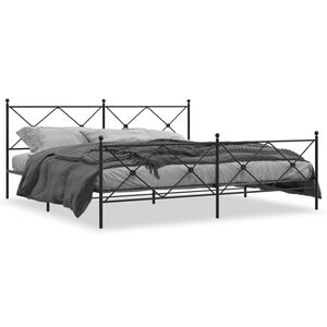 vidaXL Cadre de lit métal sans matelas avec pied de lit noir 193x203cm