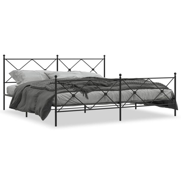 vidaXL Cadre de lit métal sans matelas avec pied de lit noir 193x203cm