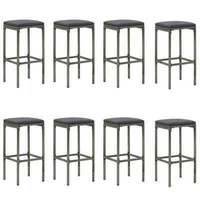 vidaXL Ensemble de bar de jardin avec coussins 9 pcs Gris