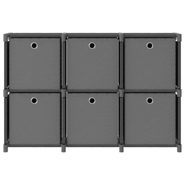 vidaXL &Eacute;tag&egrave;re d'affichage 6 cubes et bo&icirc;tes Gris 103x30x72,5 cm Tissu