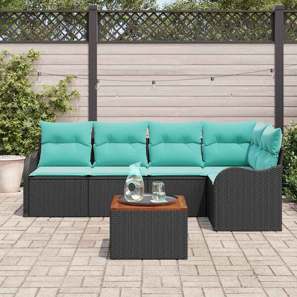 vidaXL Ensemble de canap&eacute; de jardin 6 pcs Noir Poly rotin