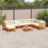vidaXL Salon de jardin 9 pcs avec coussins marron cire bois pin massif