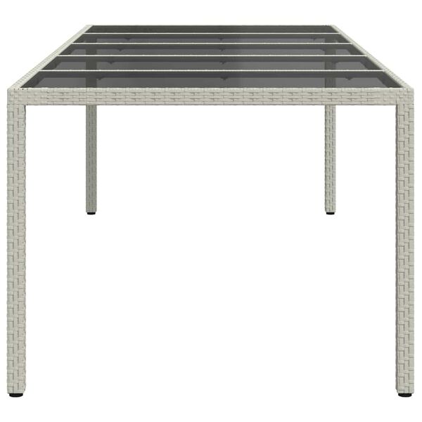 vidaXL Table de jardin blanc 250x100x75 cm résine tressée verre trempé