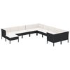 vidaXL Salon de jardin 11 pcs avec coussins R&eacute;sine tress&eacute;e Noir
