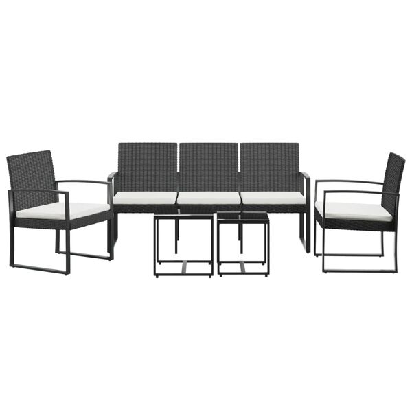 vidaXL Ensemble à manger de jardin avec coussins 5 pcs noir rotin PP