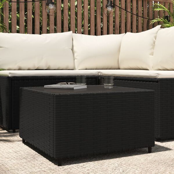 vidaXL Table basse de jardin Carr&eacute; Noir 50x50x30 cm R&eacute;sine tress&eacute;e