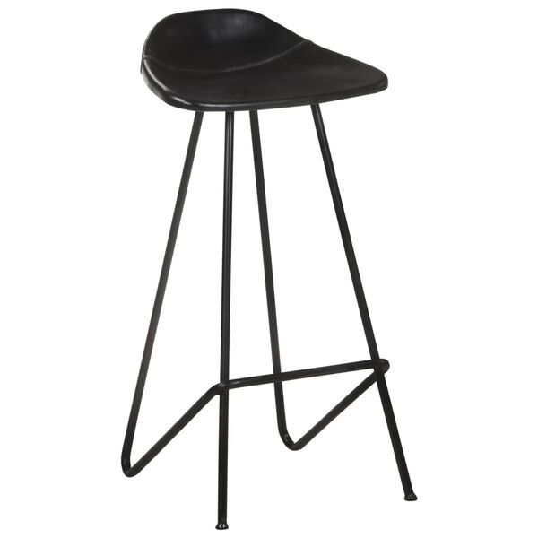 vidaXL Tabourets de bar lot de 2 noir cuir v&eacute;ritable