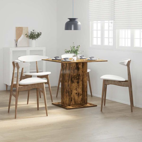 vidaXL Table &agrave; d&icirc;ner Ch&ecirc;ne fum&eacute; 80x80x75 cm Bois d'ing&eacute;nierie