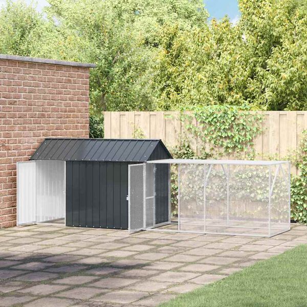 vidaXL Cage pour oiseaux avec stockage Anthracite 416.5 x 103 x 142 cm