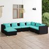 vidaXL Salon de jardin 7 pcs avec coussins R&eacute;sine tress&eacute;e Noir