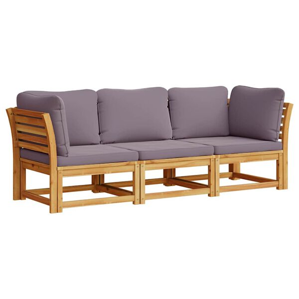 vidaXL Salon de jardin 3 pcs avec coussins bois massif d'acacia