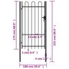 vidaXL Portillon simple porte avec dessus arqu&eacute; Acier 1x1,75 m Noir