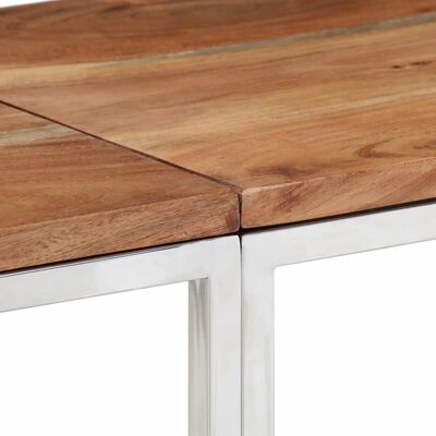 vidaXL Table console argenté acier inoxydable et bois massif d'acacia