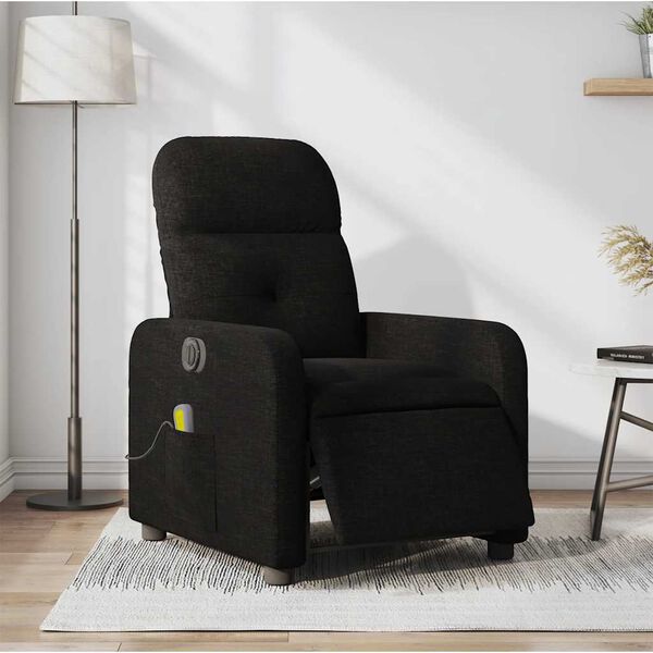 vidaXL Fauteuil inclinable de massage &eacute;lectrique noir tissu