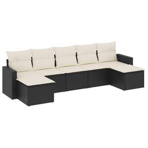 vidaXL Salon de jardin 7 pcs avec coussins noir r&eacute;sine tress&eacute;e