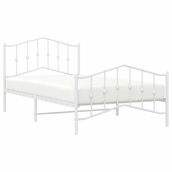 vidaXL Cadre de lit m&eacute;tal sans matelas et pied de lit blanc 100x200 cm