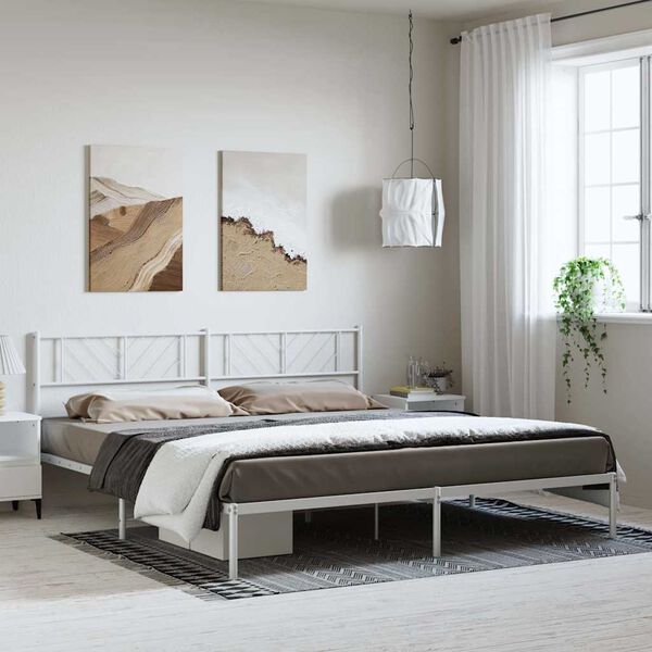 vidaXL Cadre de lit métal sans matelas et tête de lit blanc 183x213 cm