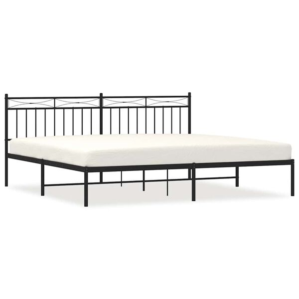 vidaXL Cadre de lit m&eacute;tal sans matelas avec t&ecirc;te de lit noir 193x203cm
