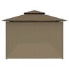 vidaXL Belv&eacute;d&egrave;re avec rideaux 600x298x270 cm Taupe 180 g/m&sup2;